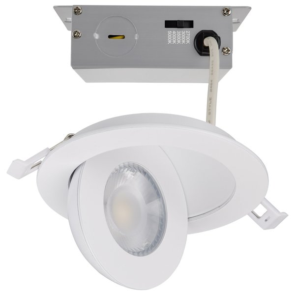 Satco LED Direct Wire Downlight Gimbaled, 9 Watt CCT Selectable, 4 Inch Round, Remote Driver, White S11840